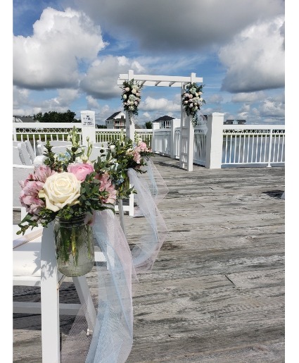 ARBOR AND AISLE JARS  FLOWERS WEDDING FLOWERS