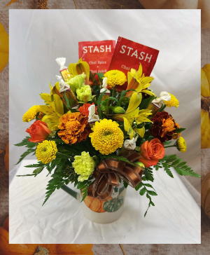 Chai love you Pumpkin mug arrangment