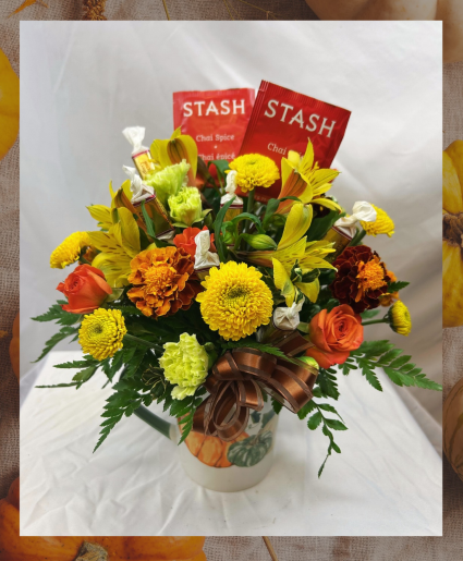 Chai love you Pumpkin mug arrangment