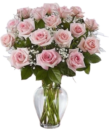 Chantilly Pink Roses Vase Arrangement