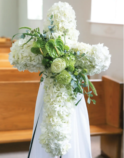 Charming Chartreuse Cross Standing Spray