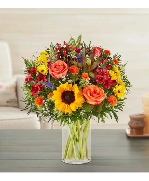 Charming Fall Foliage Bouquet Vase Arrangement