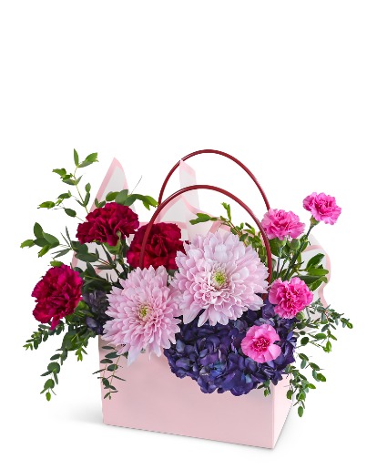 Charming Magenta Tote Flower Arrangement