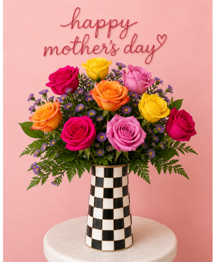 Checkered 8" keepsake vase (not branded) 