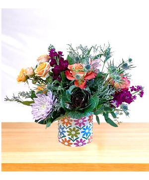 Cheerful Garden Ceramic Vase Arrangement