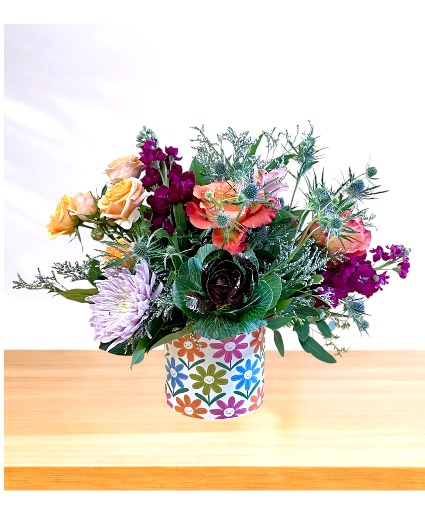 Cheerful Garden Ceramic Vase Arrangement