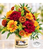 Cheerful Giver Long Lasting Flowers on a Candle.