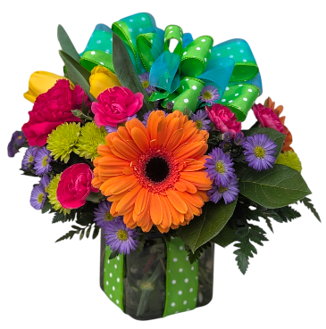 Cheers to Another Year! "Gift-Box" Arrangement in Fitchburg, MA | CAULEY'S FLORIST & GARDEN CENTER