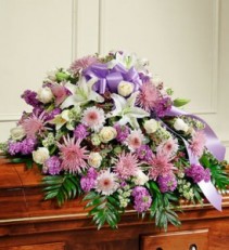 Cherished Memories in Lavender Half Casket Cover