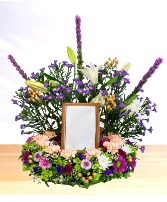 Cherished: Purple, Peach and Green Picture or Urn Spray