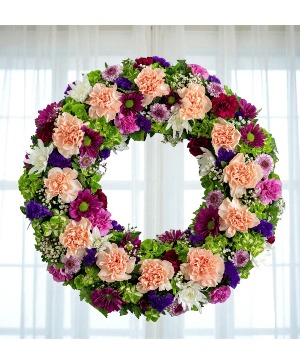 Cherished: Purple, Peach and Green Fifteen-Inch  Standing Spray
