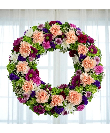 Cherished: Purple, Peach and Green Fifteen-Inch  Standing Spray