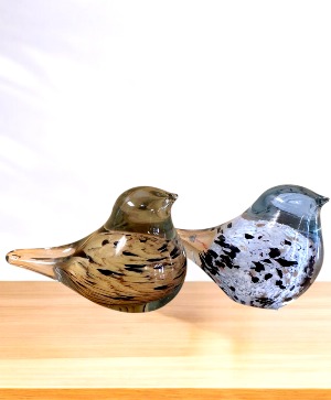 Chickadee Glass Bird Pair -Three by five inch each Gift Set