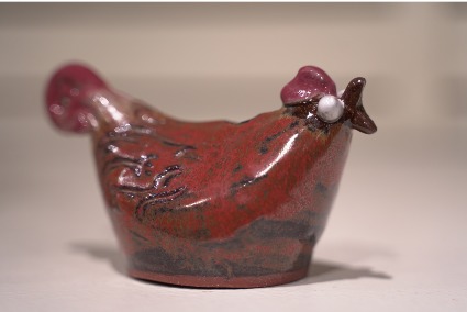 Chicken Statuette  Handmade Pottery Piece 