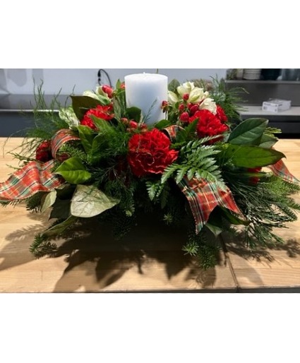 Christmas Candle Seasonal Centerpiece
