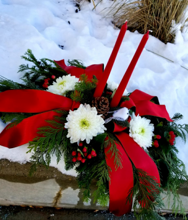 christmas centerpiece with candles 