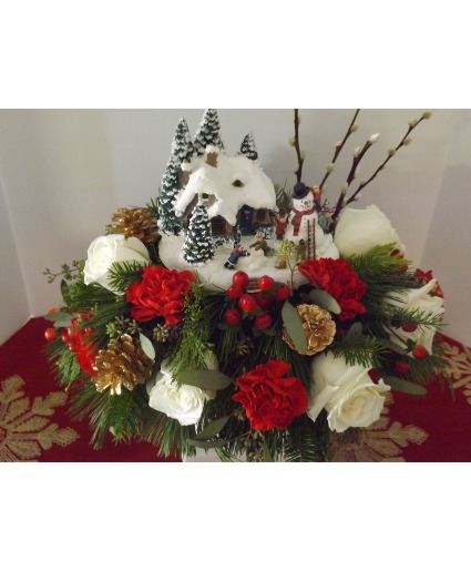 Christmas Cottage Centerpiece  