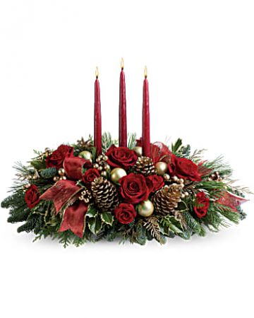 Christmas Dining Centerpiece in Dewitt, MI | Howe's Greenhouse & Flower Shoppe, LLC
