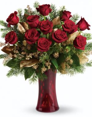 Rose Gold  Red Glass Vase 