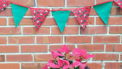 Christmas garlands with flags 