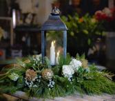 Christmas Lantern White roses Christmas arrangement
