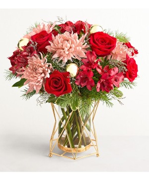 Red and Rose Gold Drum Arrangement