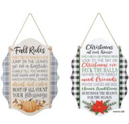 Reversible Fall and Christmas sign 