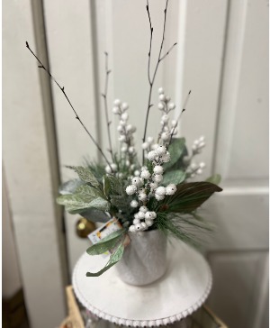 Christmas White and Green Silk Arrangement 