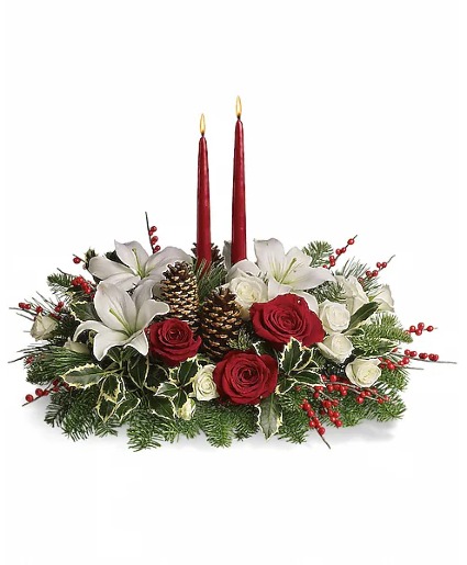 Christmas Wishes Centerpiece Flower Arrangement