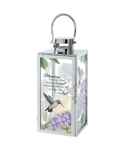 Chrome Hummingbird Sympathy Lantern 