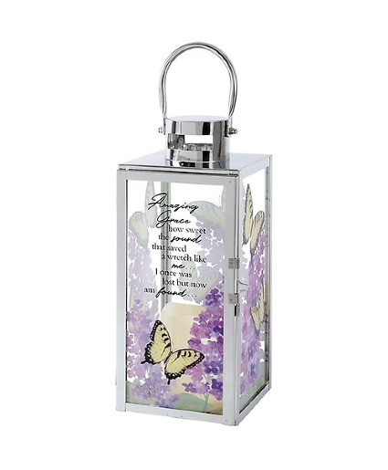 Chrome Butterfly  Sympathy Lantern 