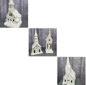 Churches- Ceramic Bisque Porcelain 