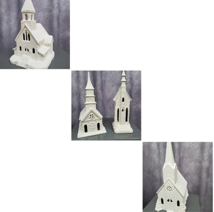 Churches- Ceramic Bisque Porcelain 