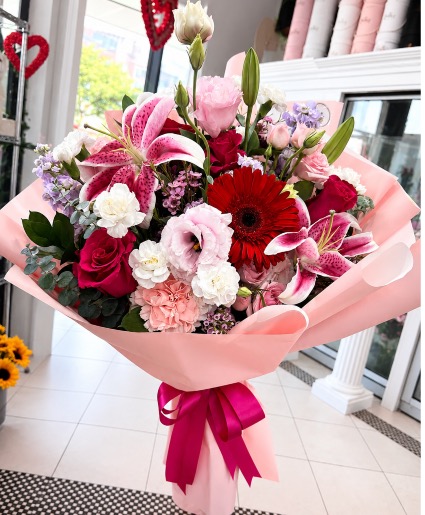 Lovely Luxe  Wrapped Bouquet with Satin Ribbon
