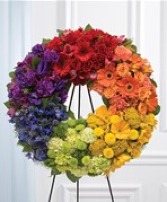Circle Of Life Rainbow Wreath Wreath Standing Spray