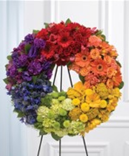 Circle Of Life Rainbow Wreath Wreath Standing Spray