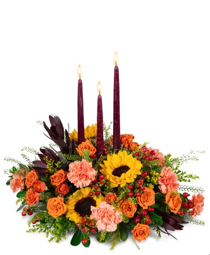 Citrine Bounty Centerpiece Flower Arrangement