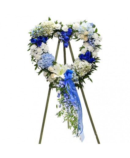 Classic Blue Open Heart  Sympathy Cascading