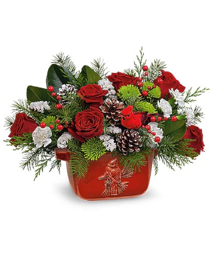 Classic Cardinal Centerpiece Flower Arrangement