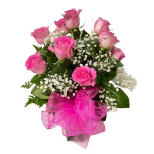 CLASSIC DOZEN PINK ROSES 