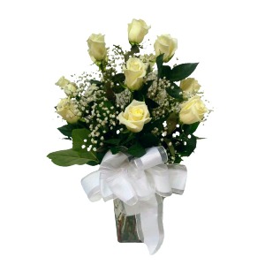 CLASSIC DOZEN WHITE ROSES 