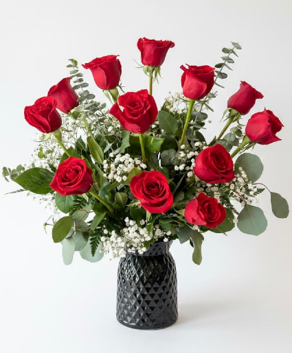 Classic Dozen Roses Vase Arrangement