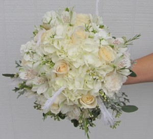 Feathery White Wedding Bouquet