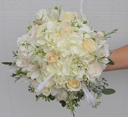 Feathery White Wedding Bouquet