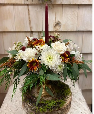 Classic fall in gold vessel  Centerpiece