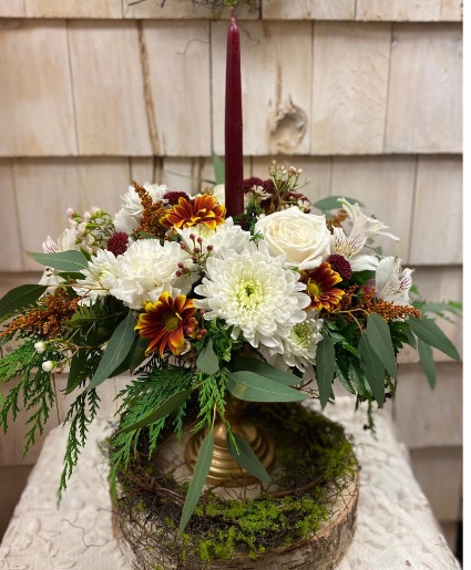 Classic fall in gold vessel  Centerpiece