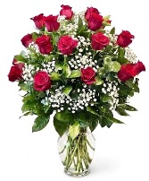 Classic Long Stem Roses Whit Baby's Breath 