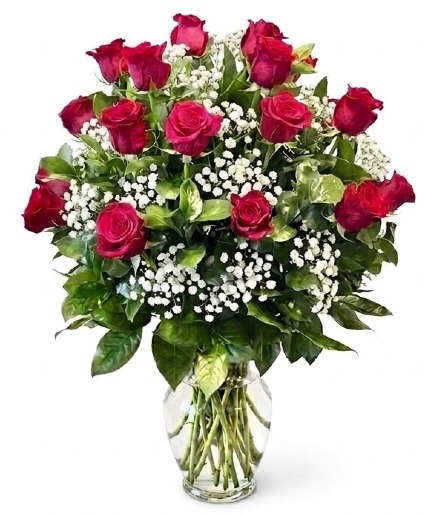Classic Long Stem Roses Whit Baby's Breath 