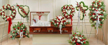 Classic red and white collection Funeral in Hesperia, CA | FAIRY TALES FLOWERS & GIFTS