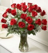 Classic Red Roses in Vase 2 Dozen